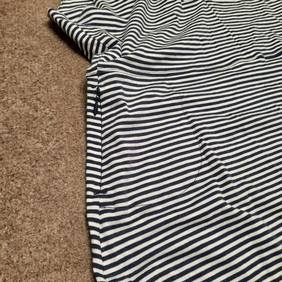 TOAD & Co (Large) Striped V Neck Organic Cotton/Tencel Blend Blue White Dress - Picture 2 of 8